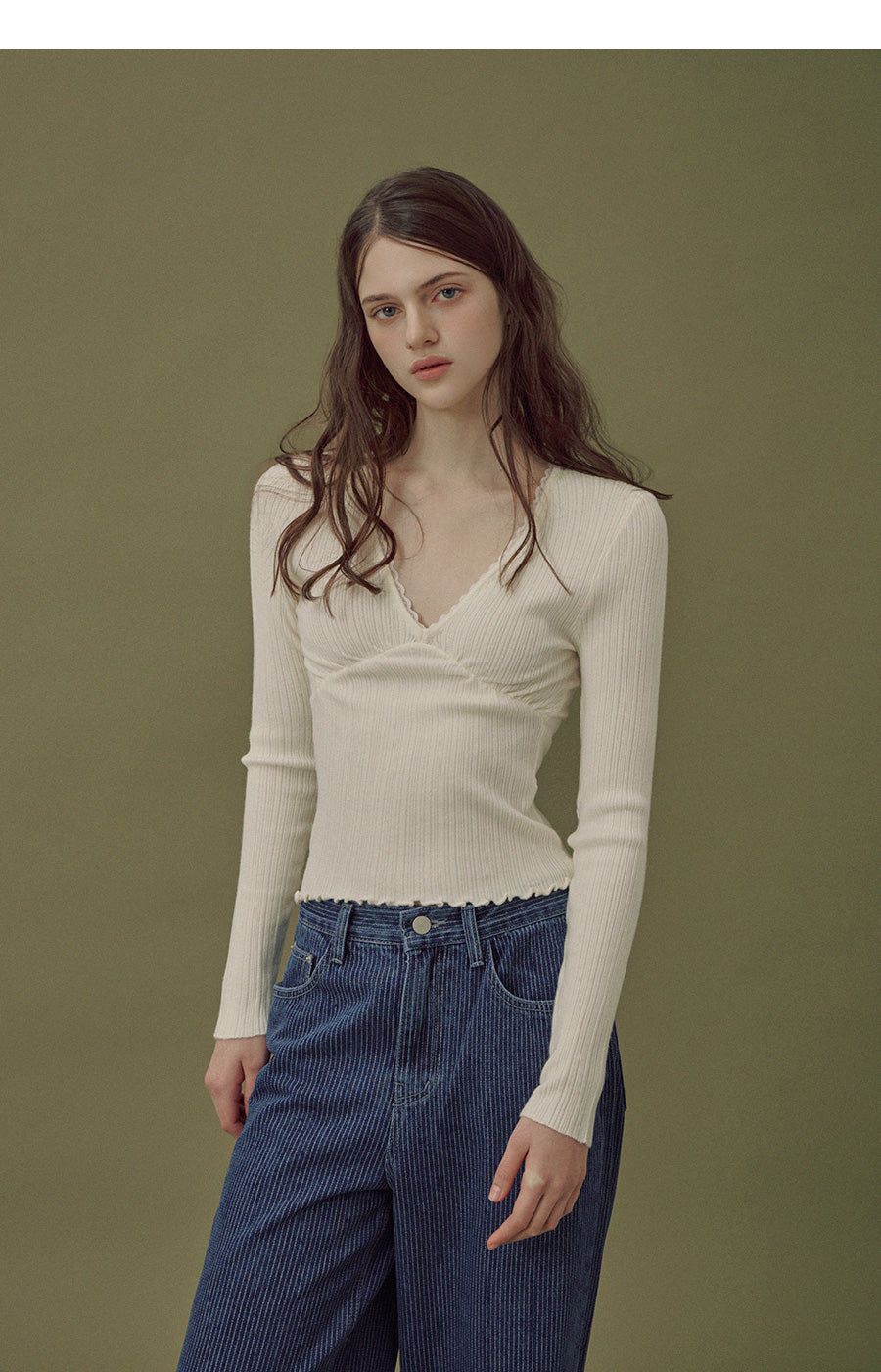 Rumble Wool V-Neck Lace Knit