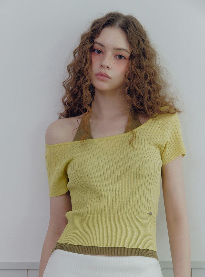 Rowen Halter Layered Short-Sleeve Knit