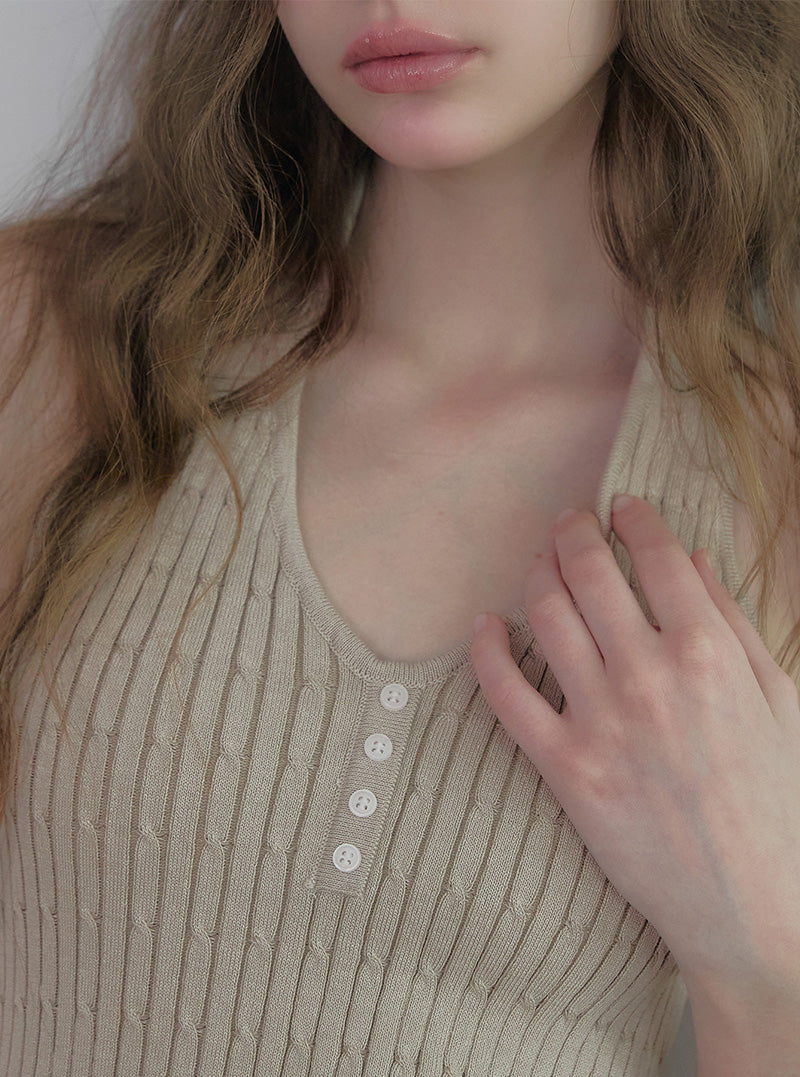 Cheron halterneck cable knit sleeveless