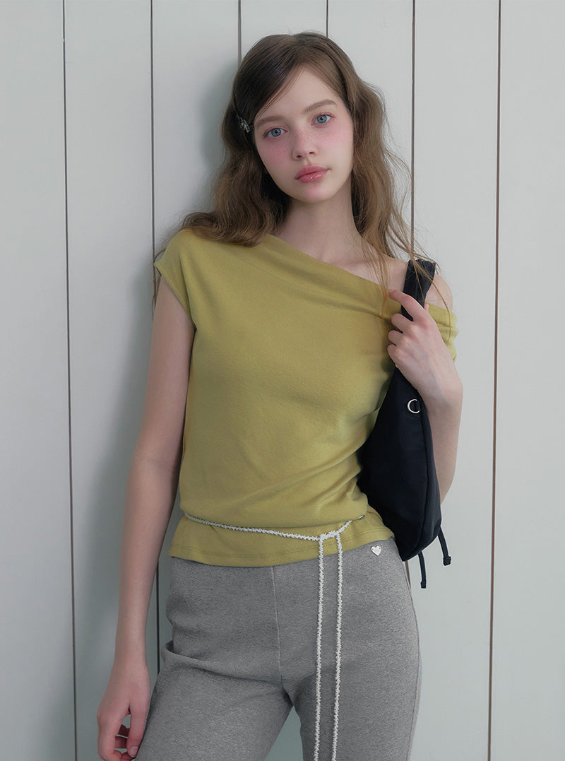 Mete Twisted Asymmetrical Off-Shoulder T-Shirt