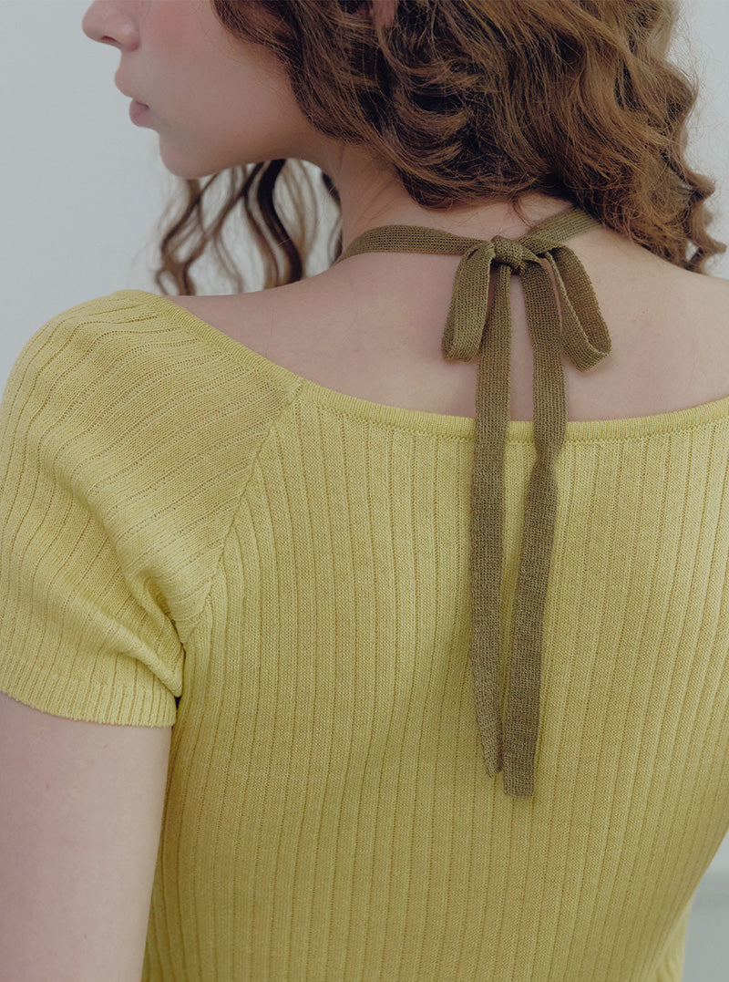 Rowen Halter Layered Short-Sleeve Knit