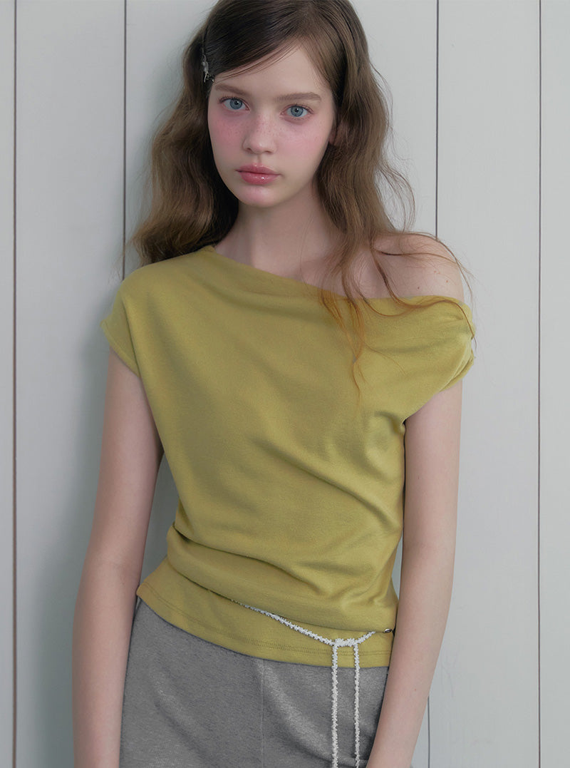 Mete Twisted Asymmetrical Off-Shoulder T-Shirt