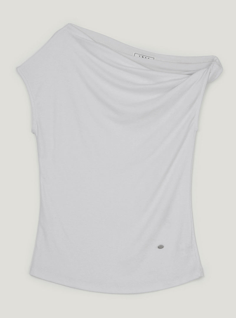 Mete Twisted Asymmetrical Off-Shoulder T-Shirt
