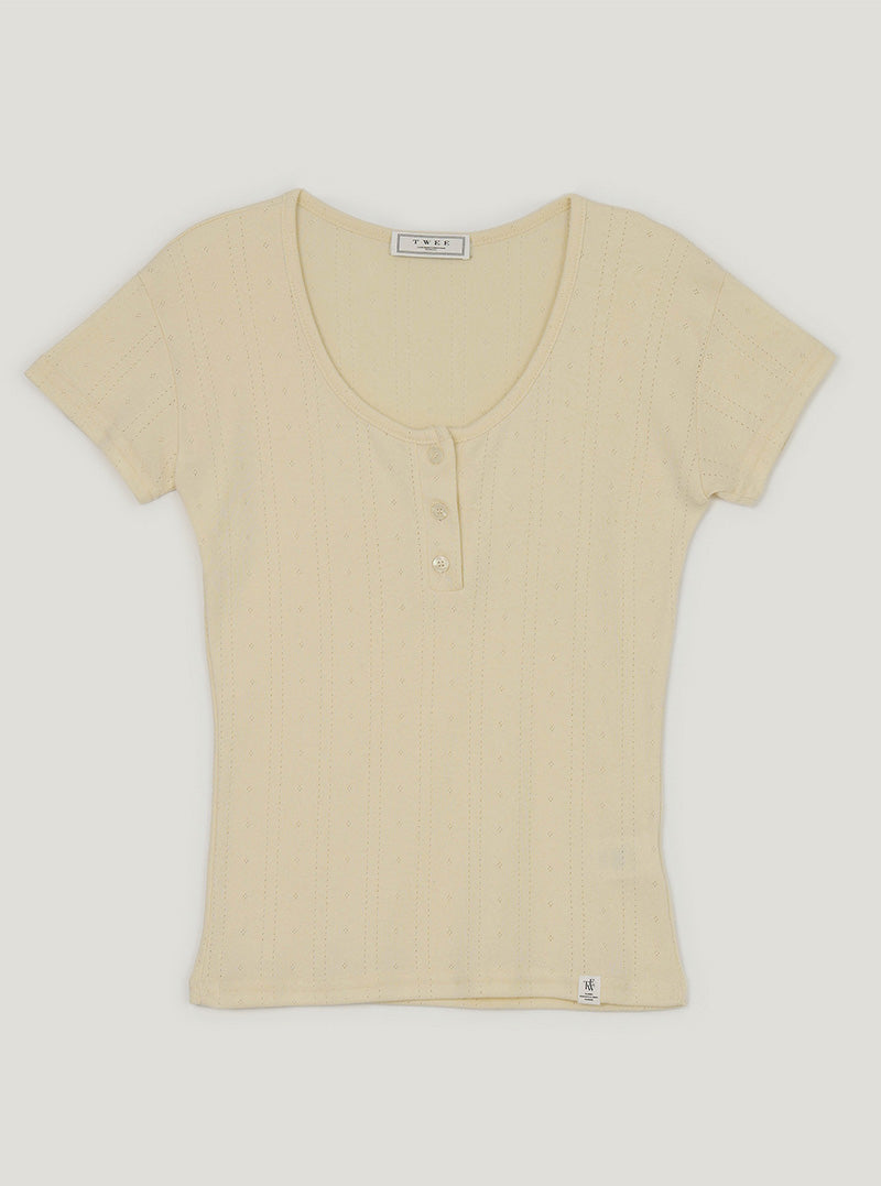 Binet button punching short sleeve t-shirt