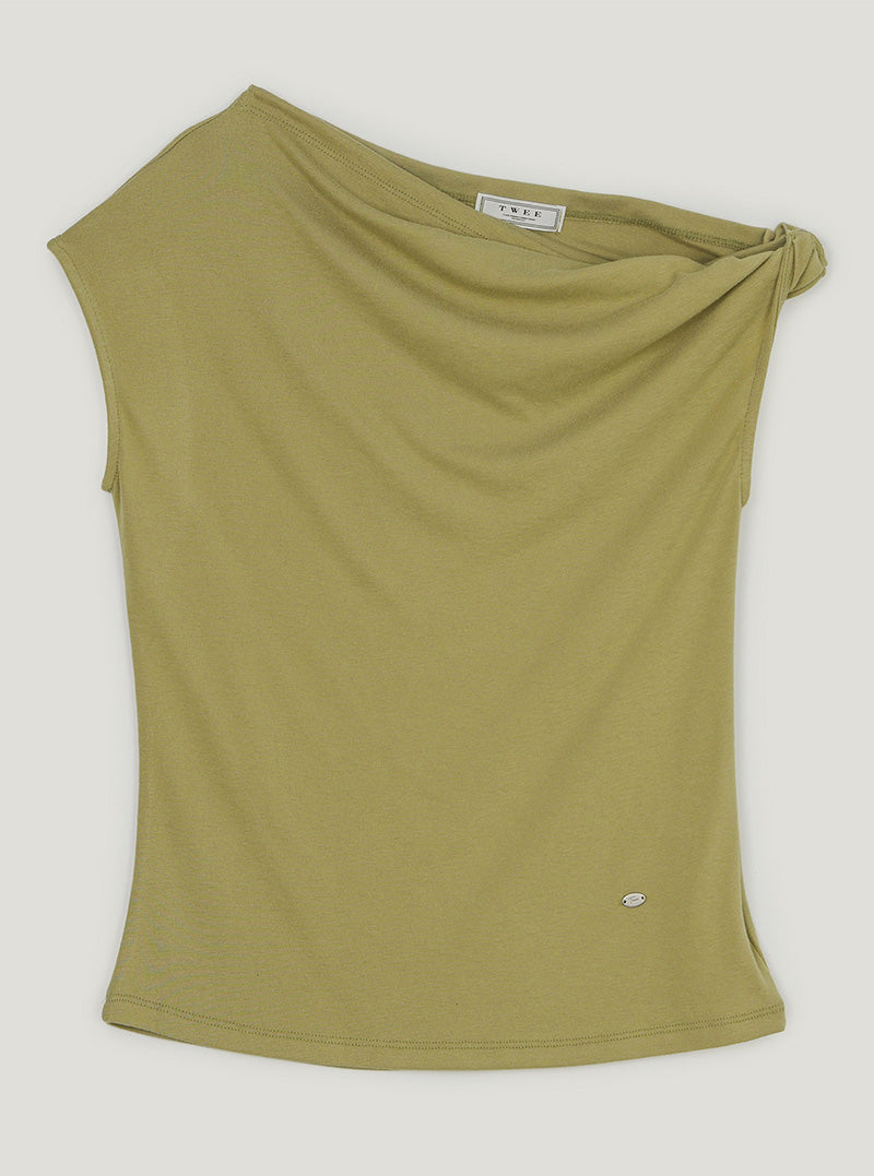 Mete Twisted Asymmetrical Off-Shoulder T-Shirt