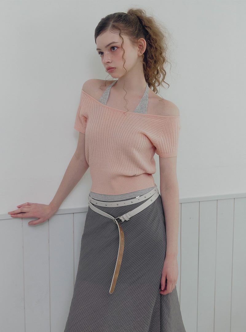 Rowen Halter Layered Short-Sleeve Knit