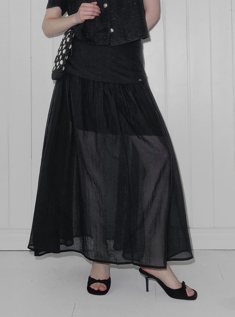 Mels layered flare long skirt