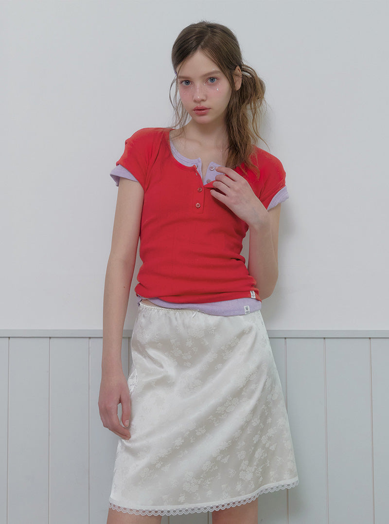 Binet button punching short sleeve t-shirt