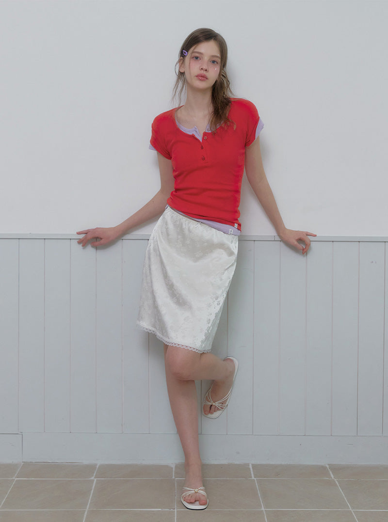 Binet button punching short sleeve t-shirt