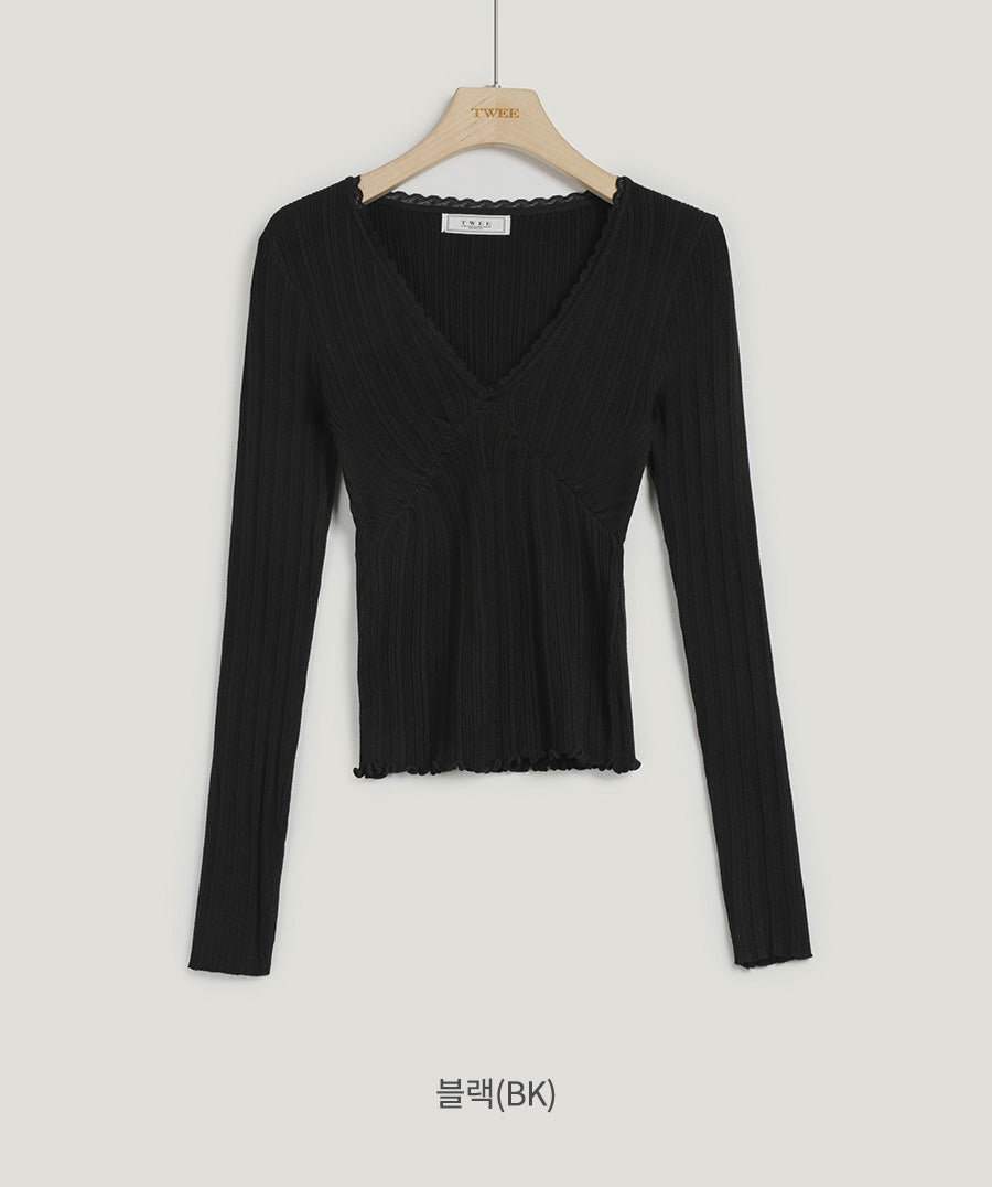 Rumble Wool V-Neck Lace Knit