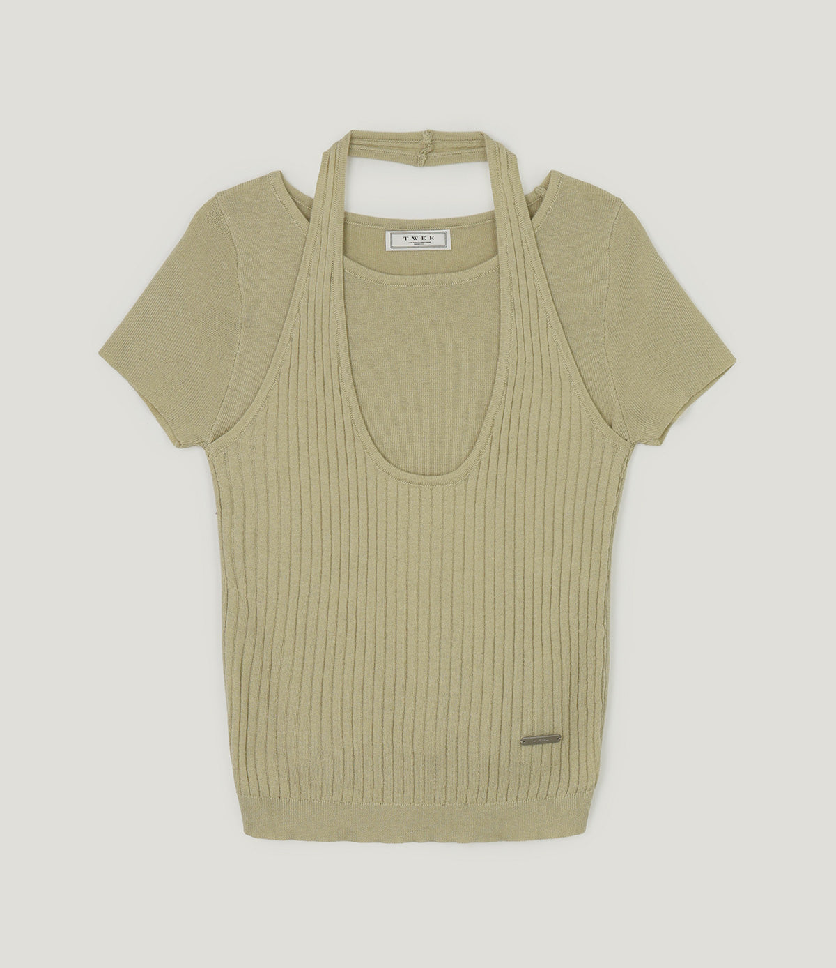 Canut Halter Neck Layered Short-Sleeve Knit