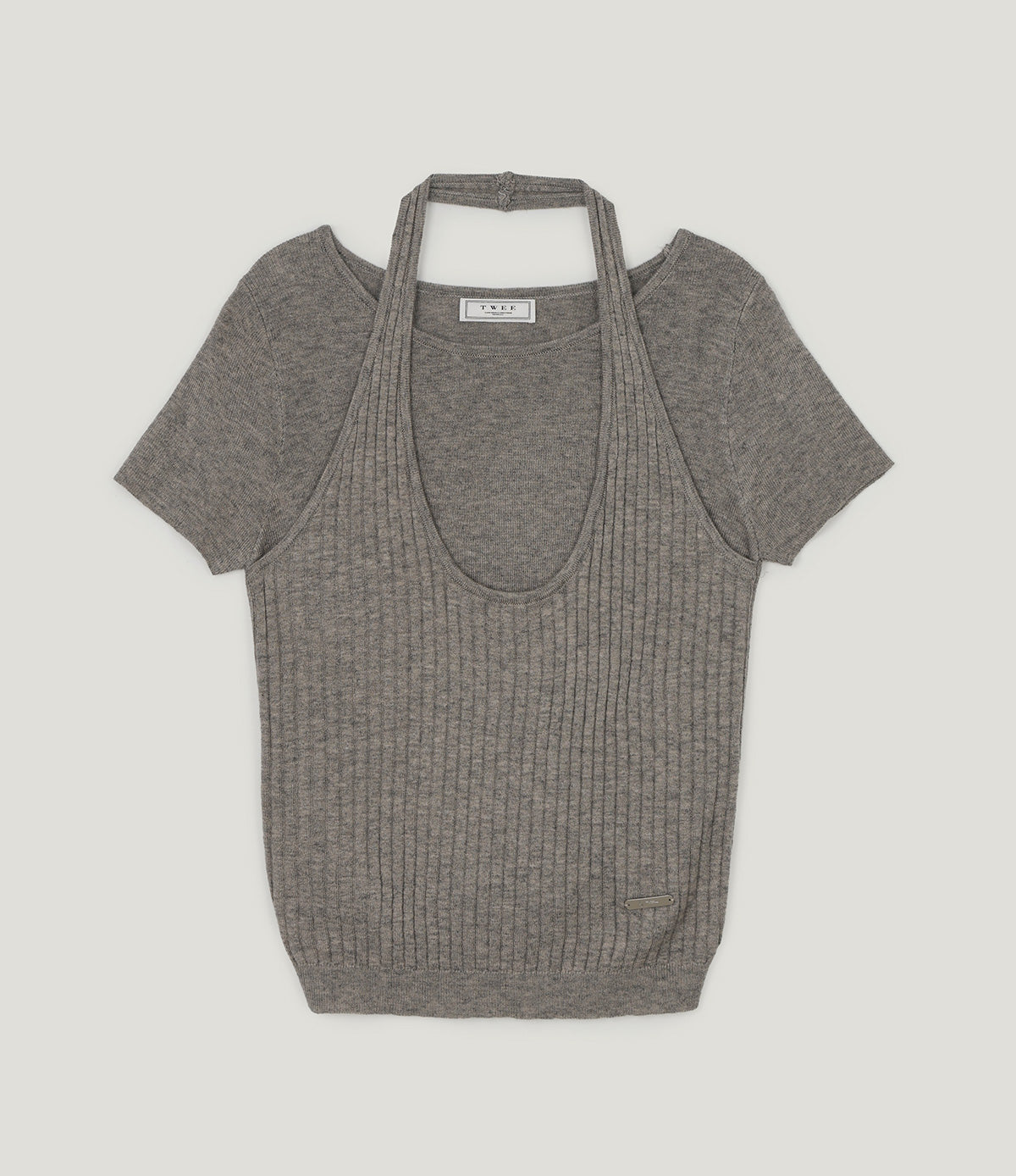 Canut Halter Neck Layered Short-Sleeve Knit