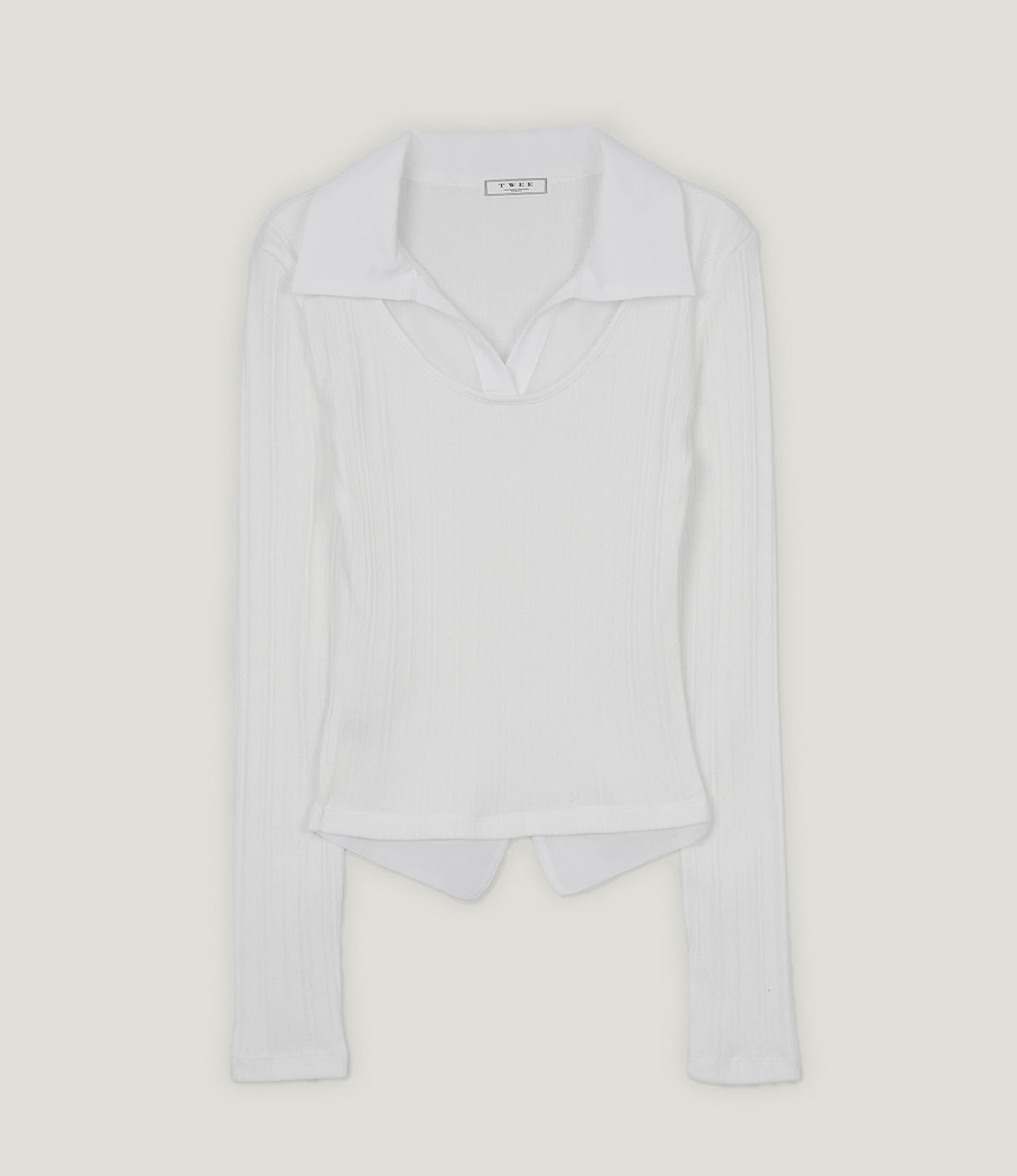 Revel sheer collar rib long sleeve t-shirt