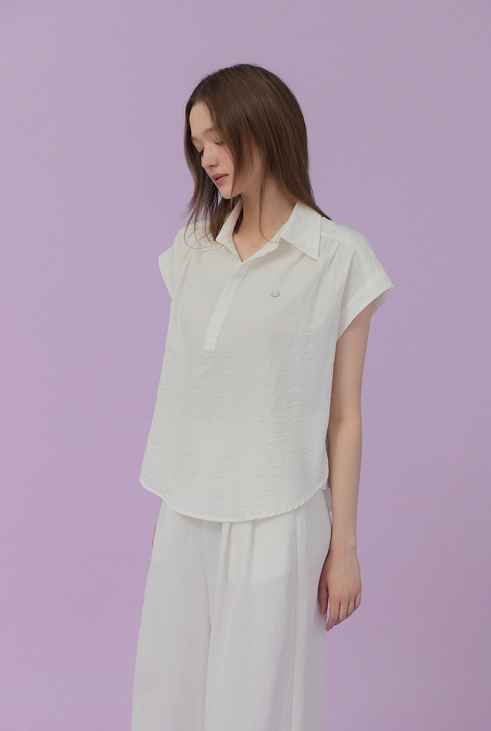 Unt Pin-Tuck Collar Overfit Shirt