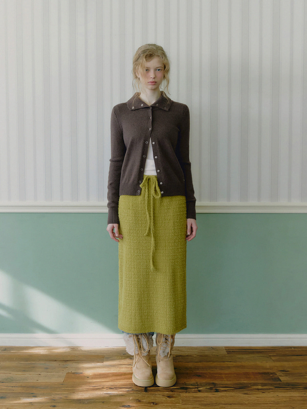 Conna high-neck snap button cardigan