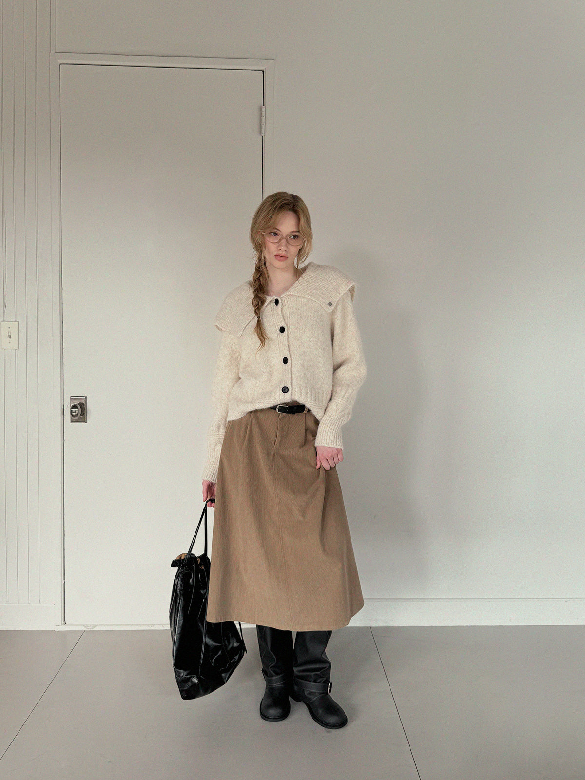 Comf Sailor-Collar Knit Cardigan