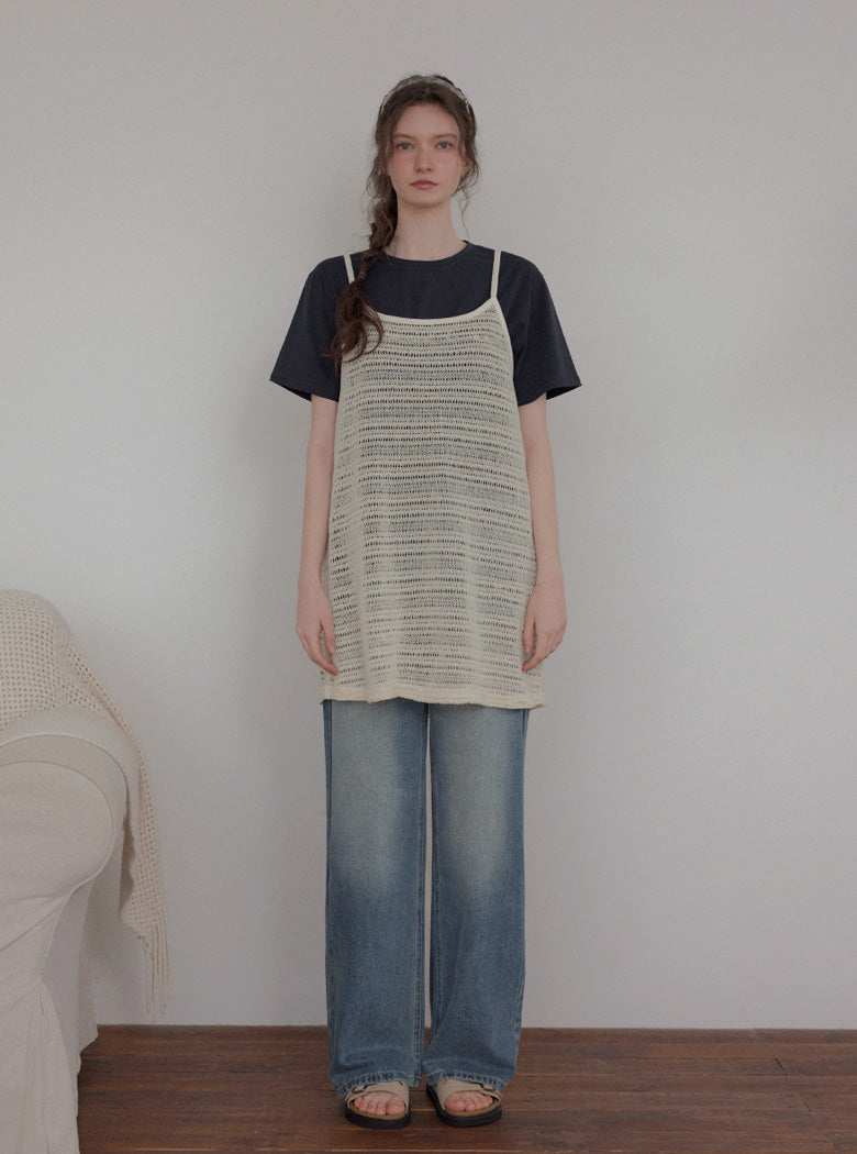 Hillet Knit Mesh Layered Dress