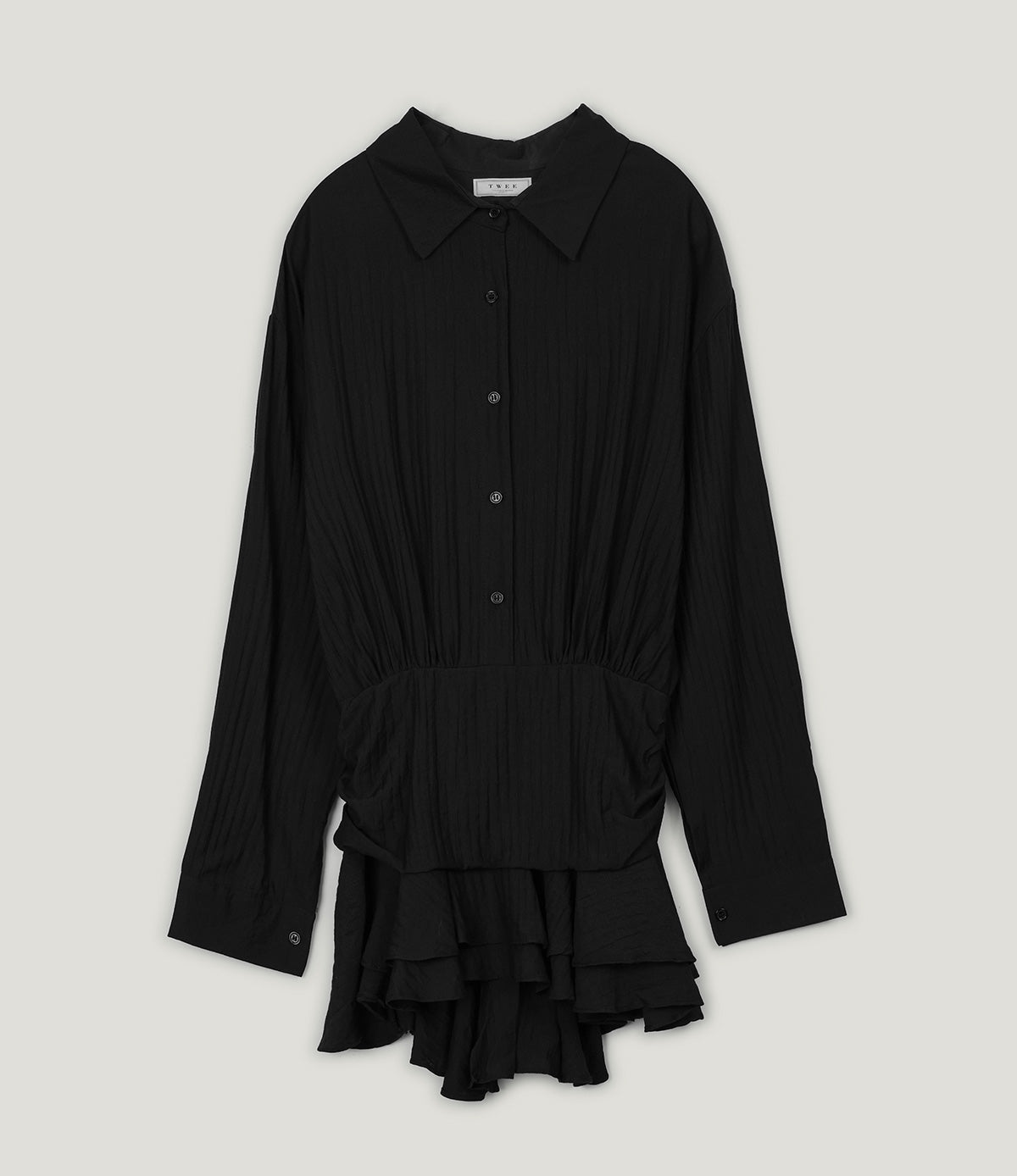 Ponc Shirt Frill Mini Dress