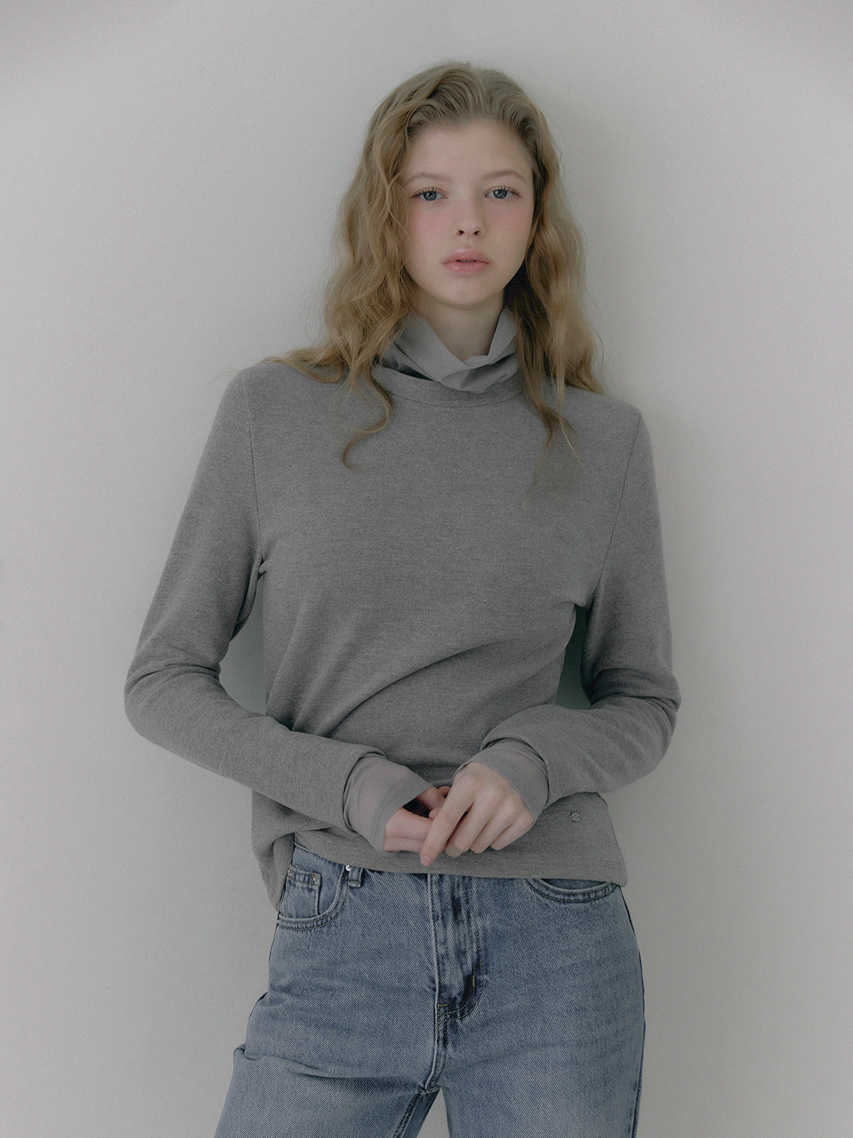 Lume Fleece Sheer Layered Long Sleeve Tee