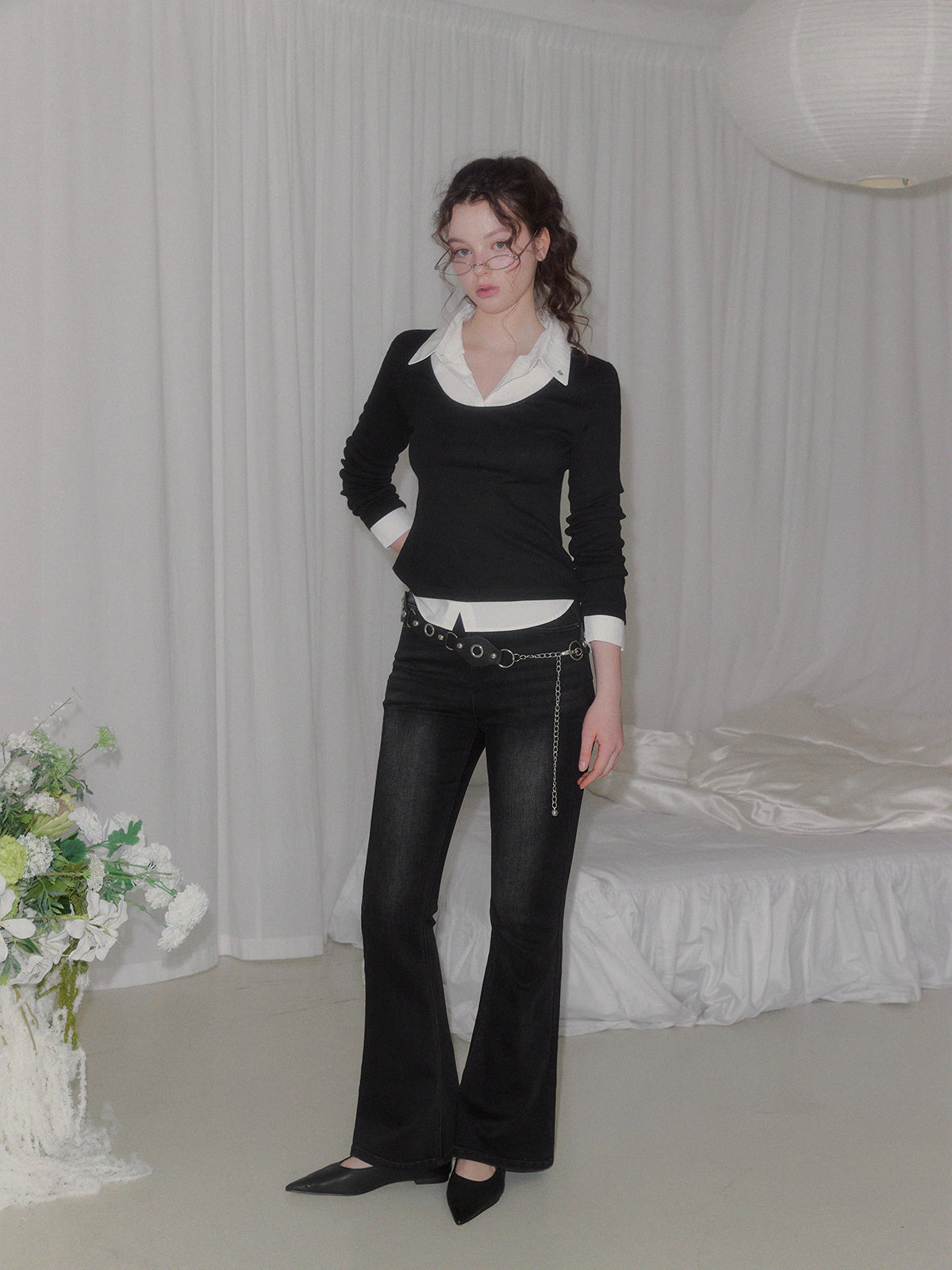 Ellen contrast rib long sleeve t-