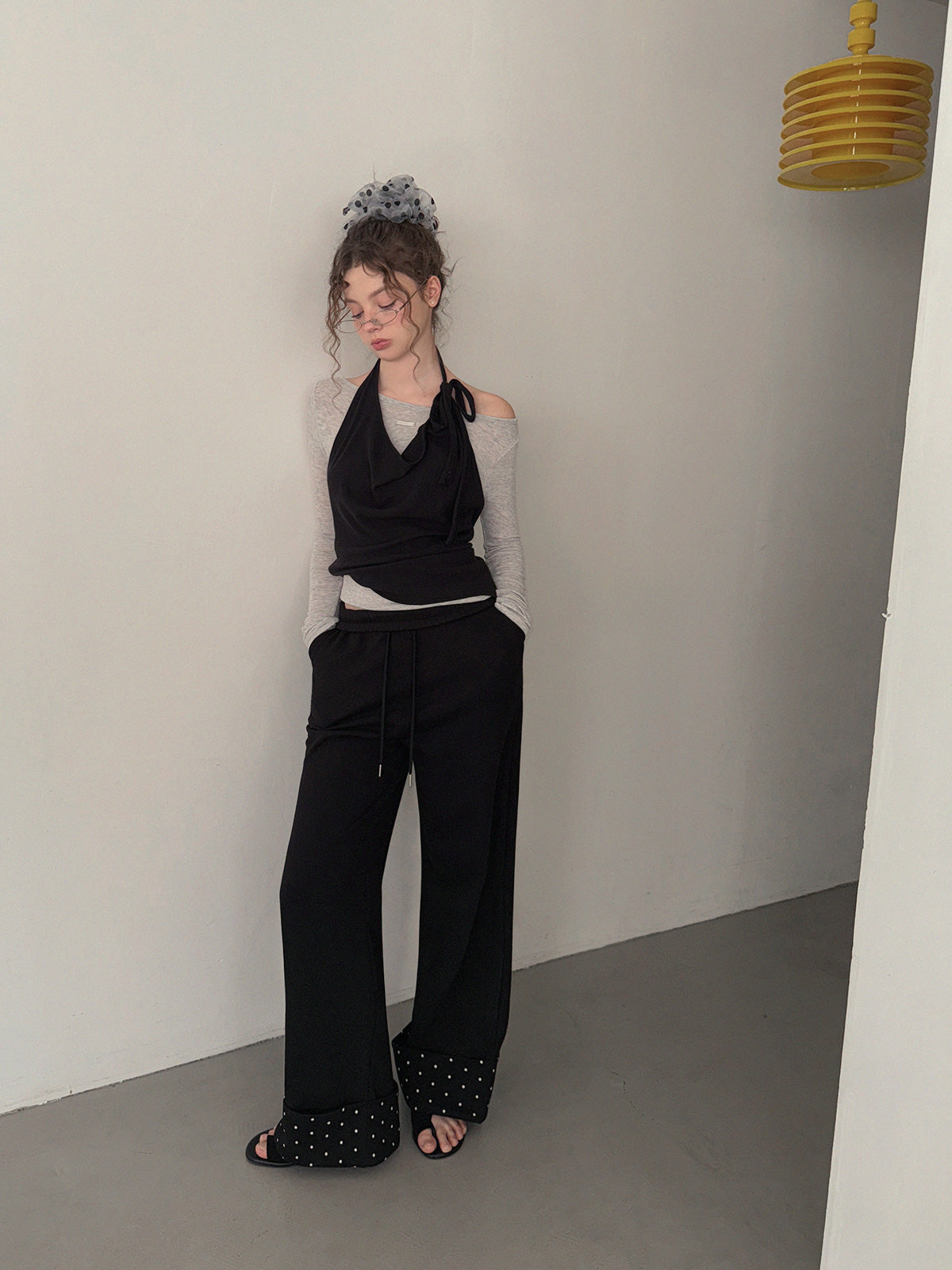 Velco Dot Roll-Up Long Sweatpants