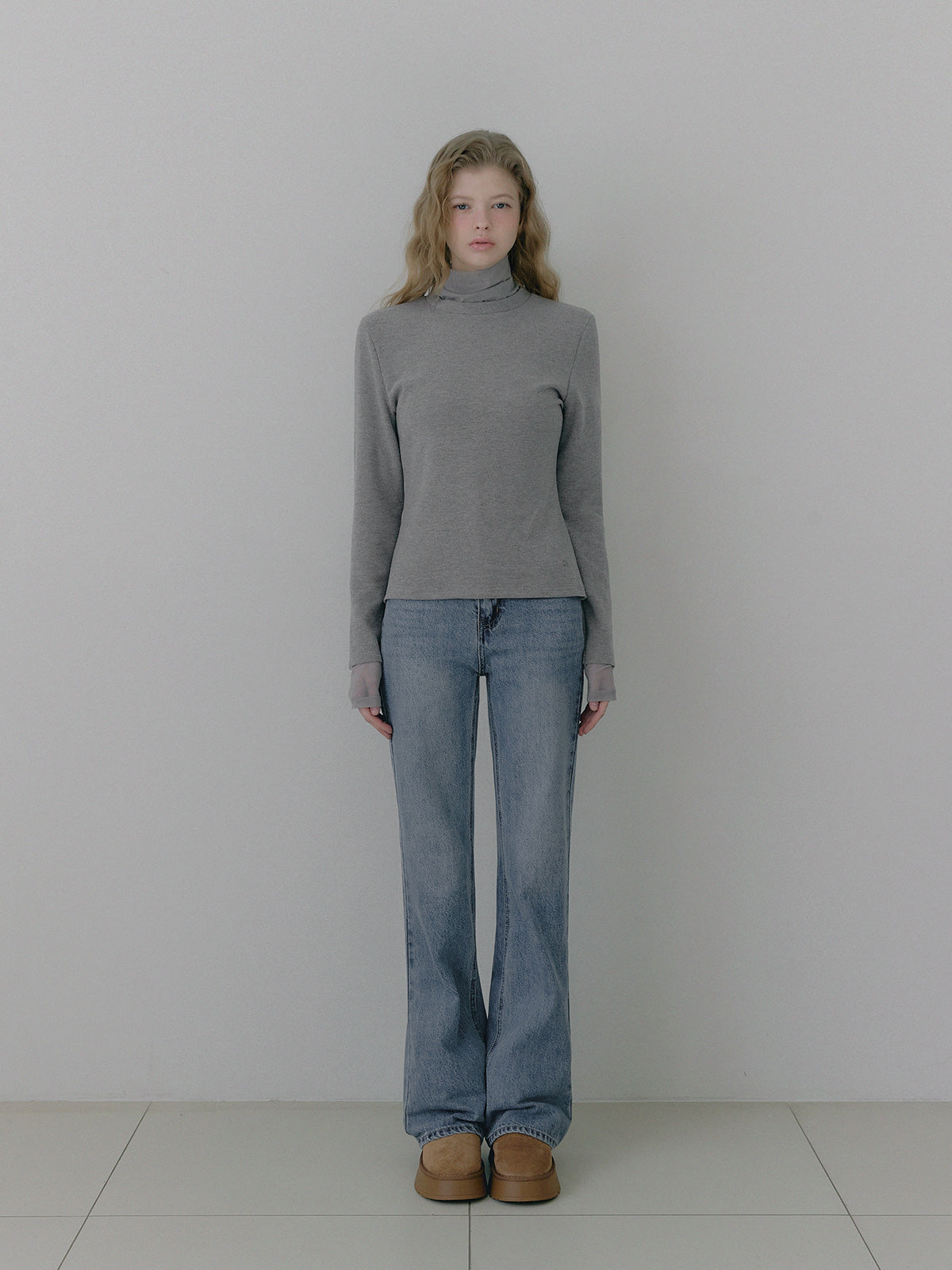Lume Fleece Sheer Layered Long Sleeve Tee