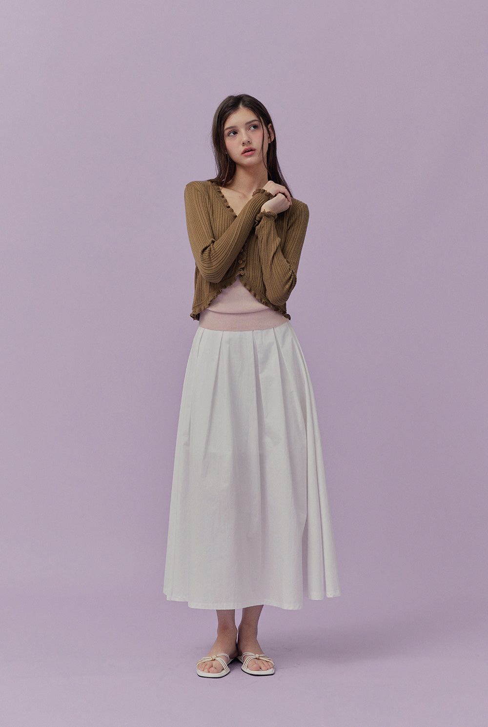 Soize ribbed frill cardigan