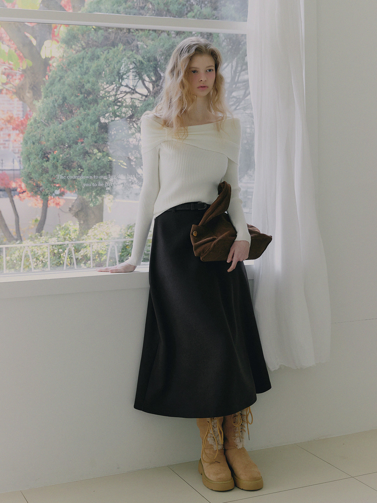 【TWEE】Turing Ribbon Drapierte Rippstrick