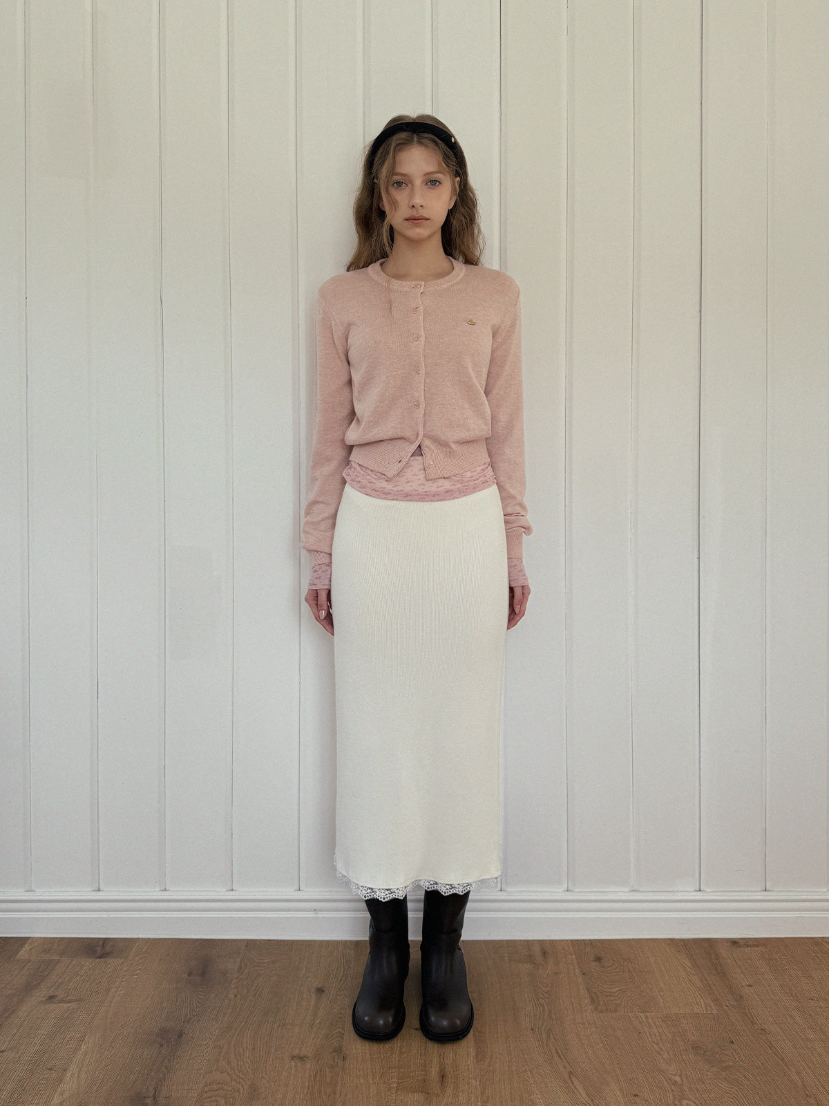 Ara Basic Round Neck Long Sleeve Cardigan