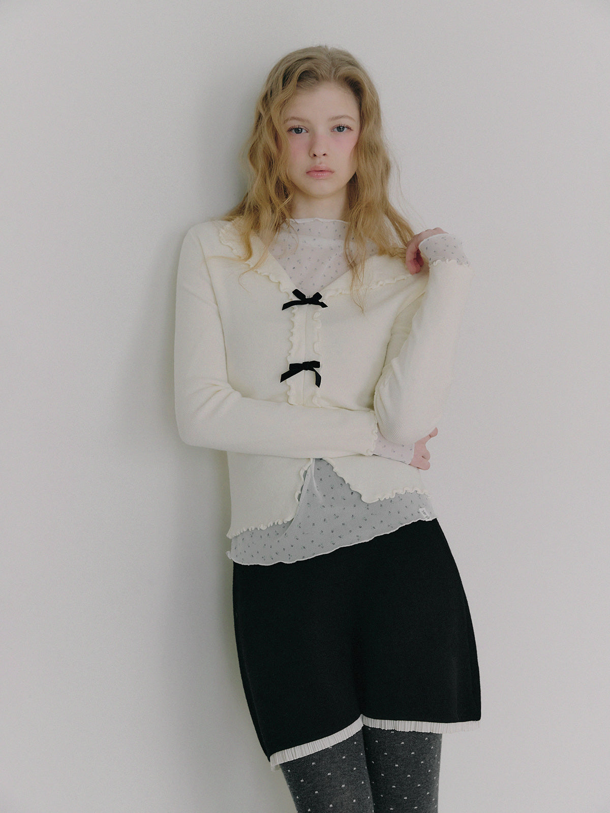 Newb Ribbon Frill Knit Top