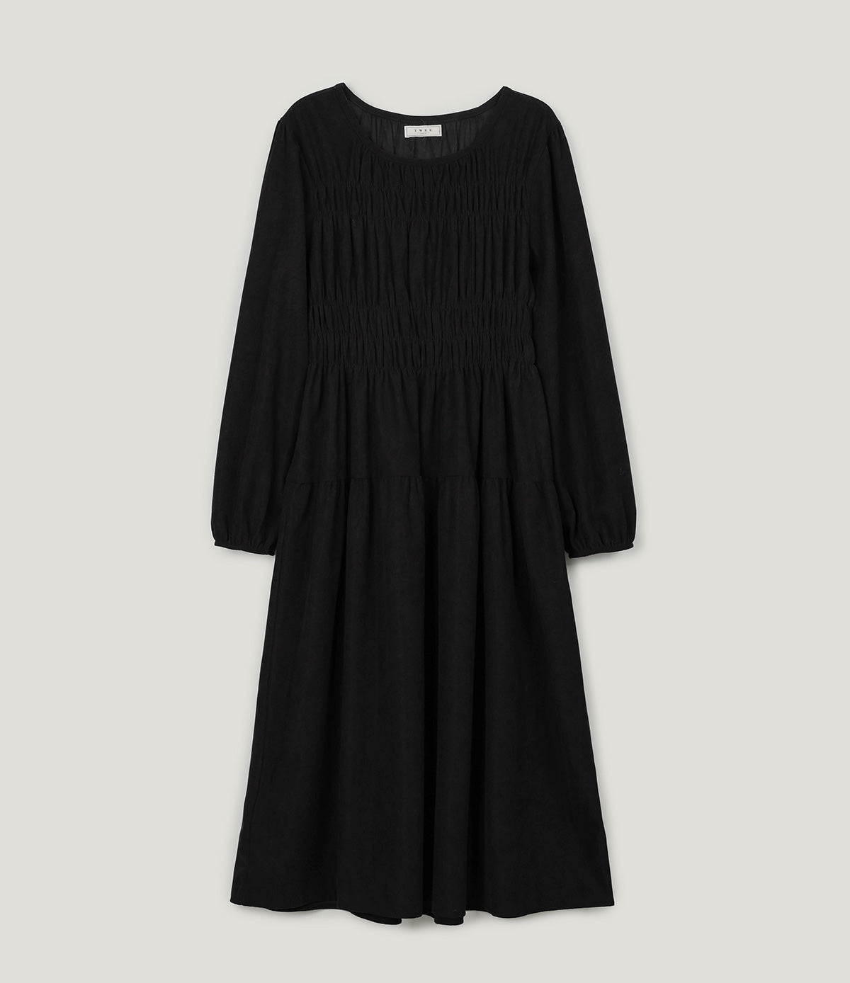 Lecel Corduroy Smock Banding Long Dress