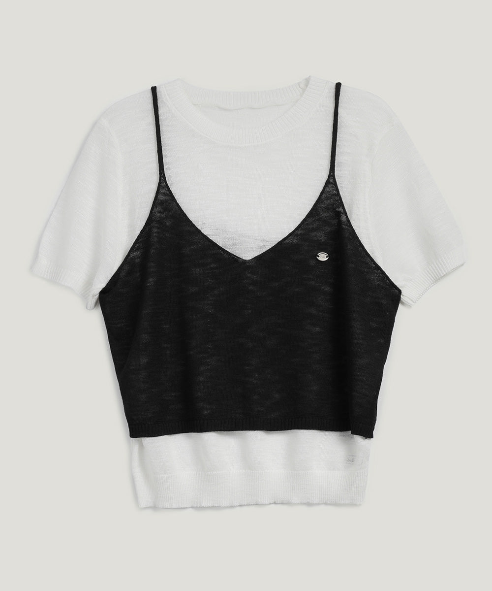 Nihe Colorblock Knit Sleeveless Set