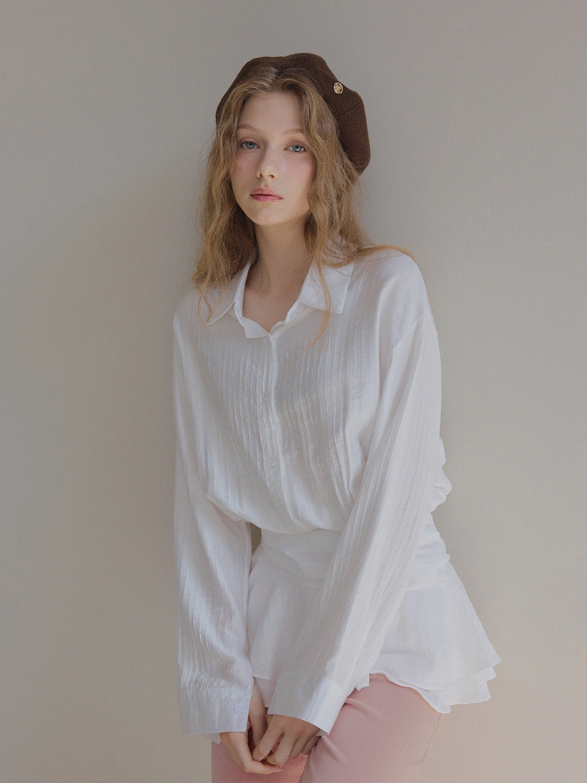 Ponc Shirt Frill Mini Dress