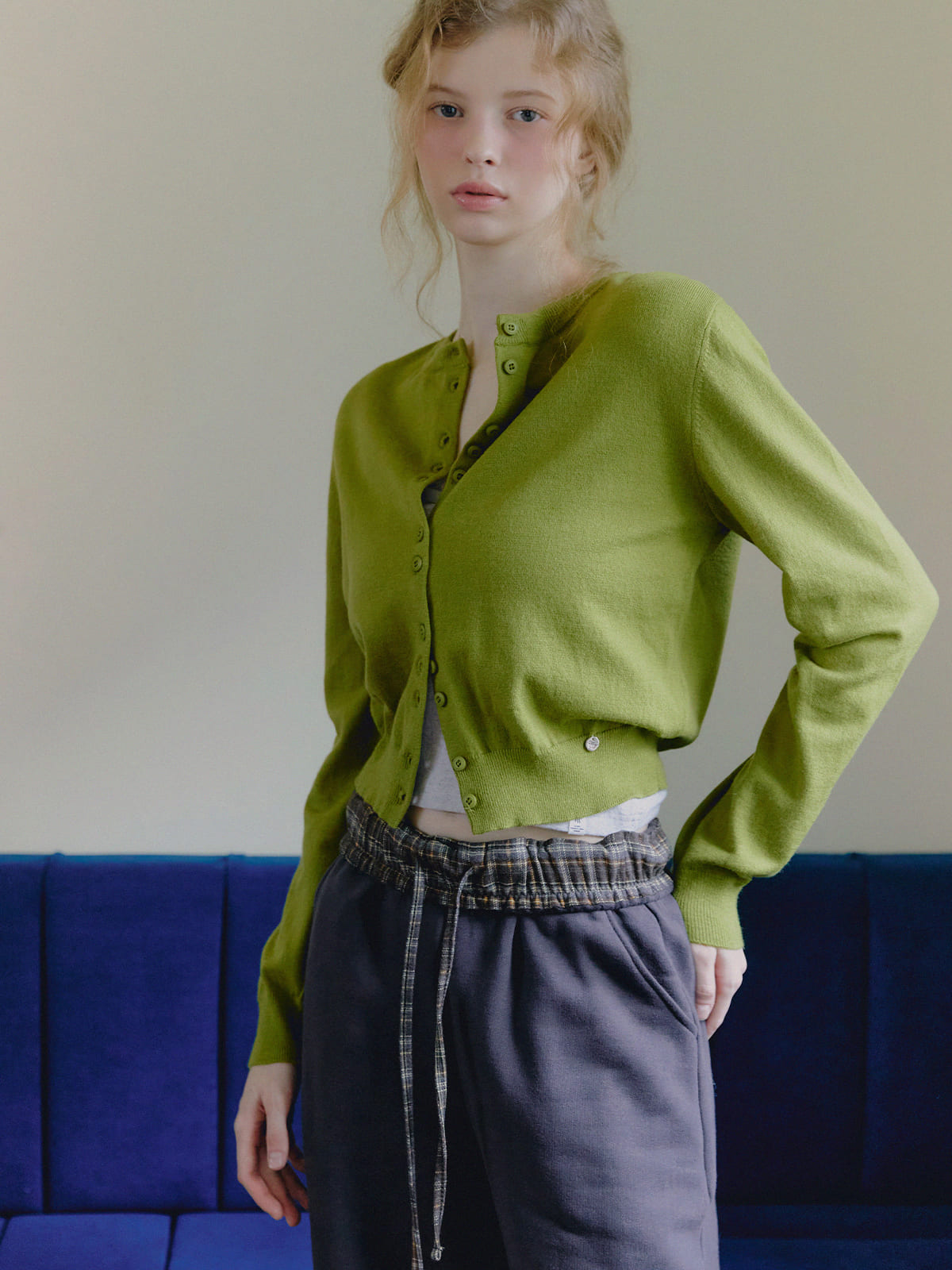 Casha multi-button round neck cardigan