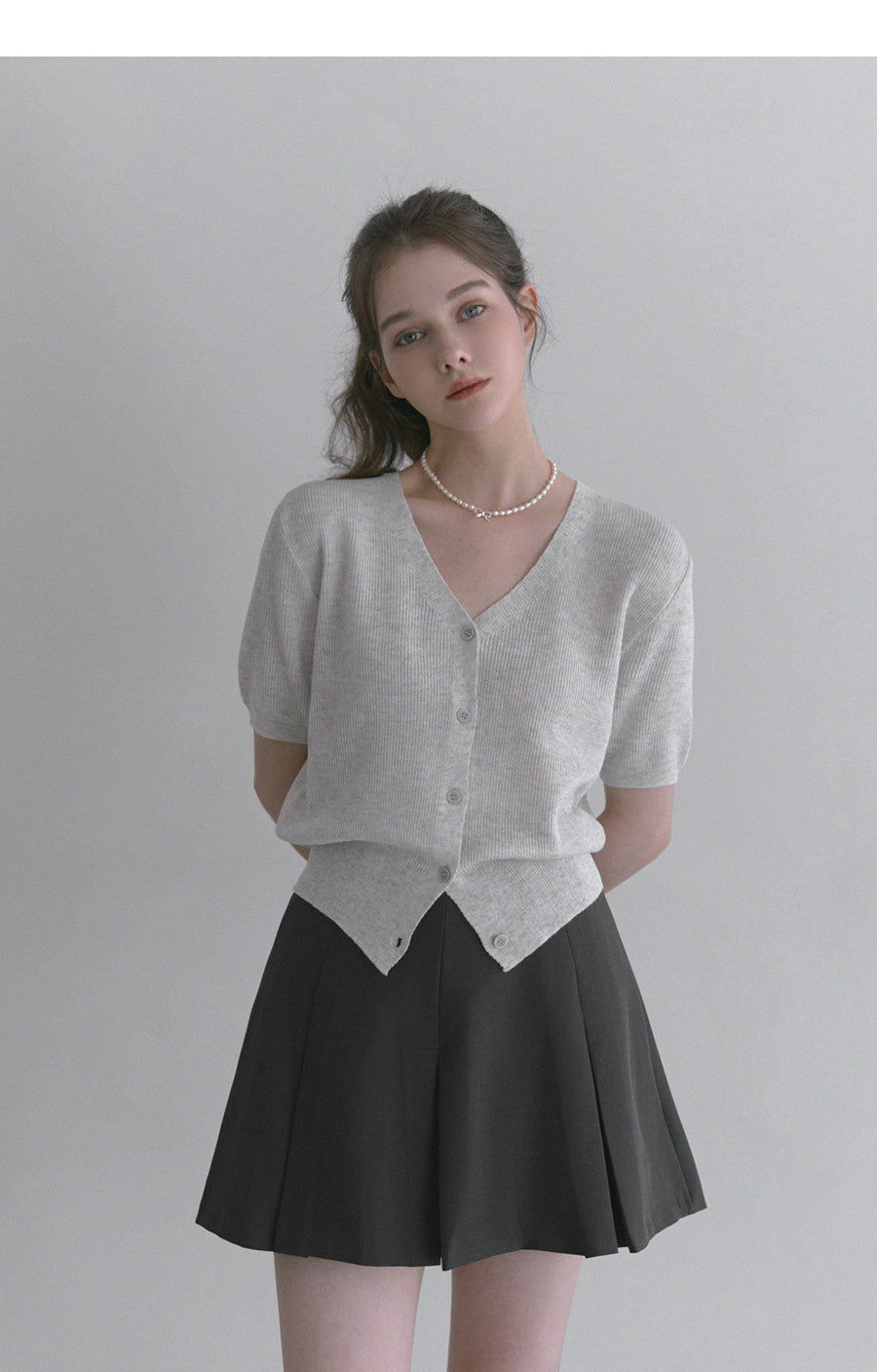 Cremo Linen V-Neck Short Sleeve Cardigan