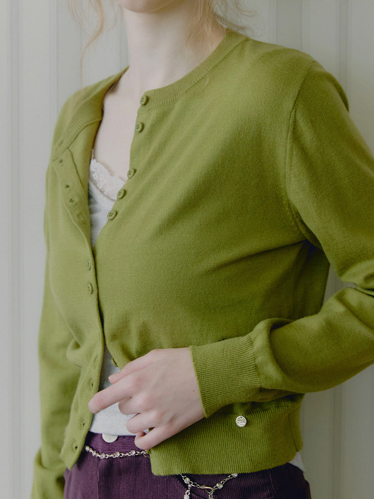Casha multi-button round neck cardigan
