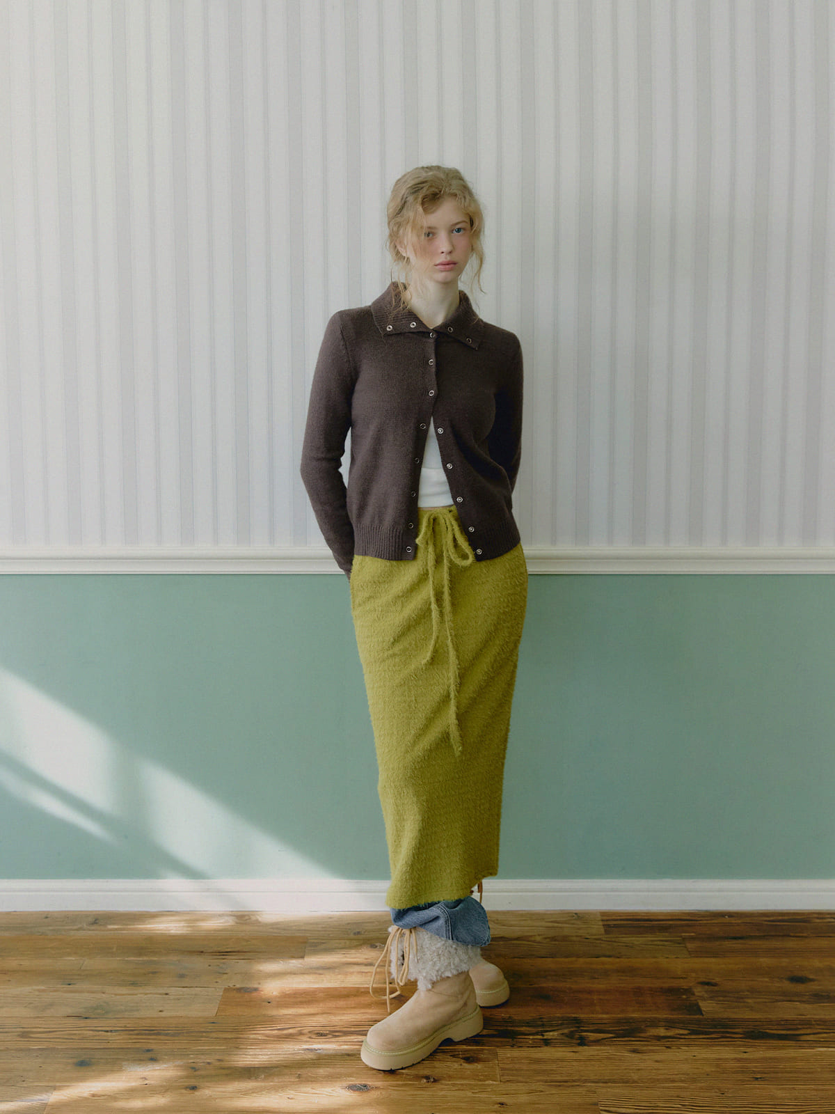 Conna high-neck snap button cardigan