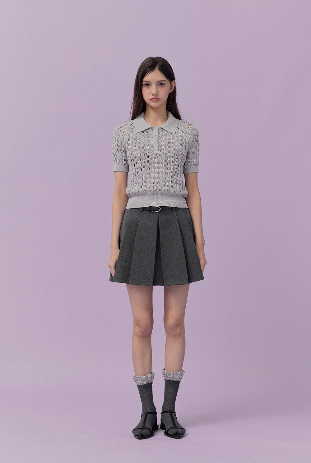 Risael Punching Collar Short-Sleeve Knit