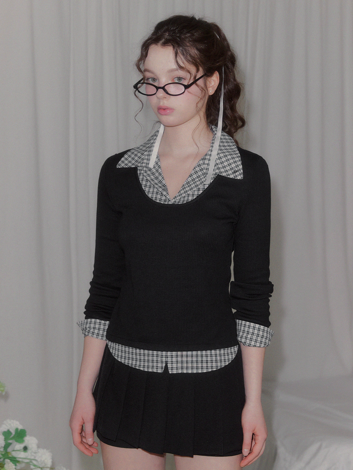 Ellen contrast rib long sleeve t-