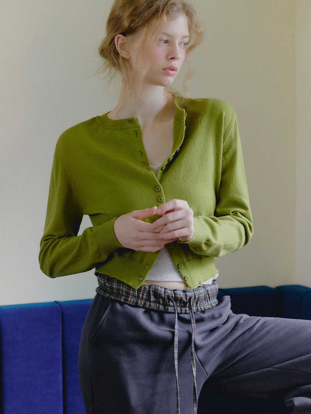 Casha multi-button round neck cardigan