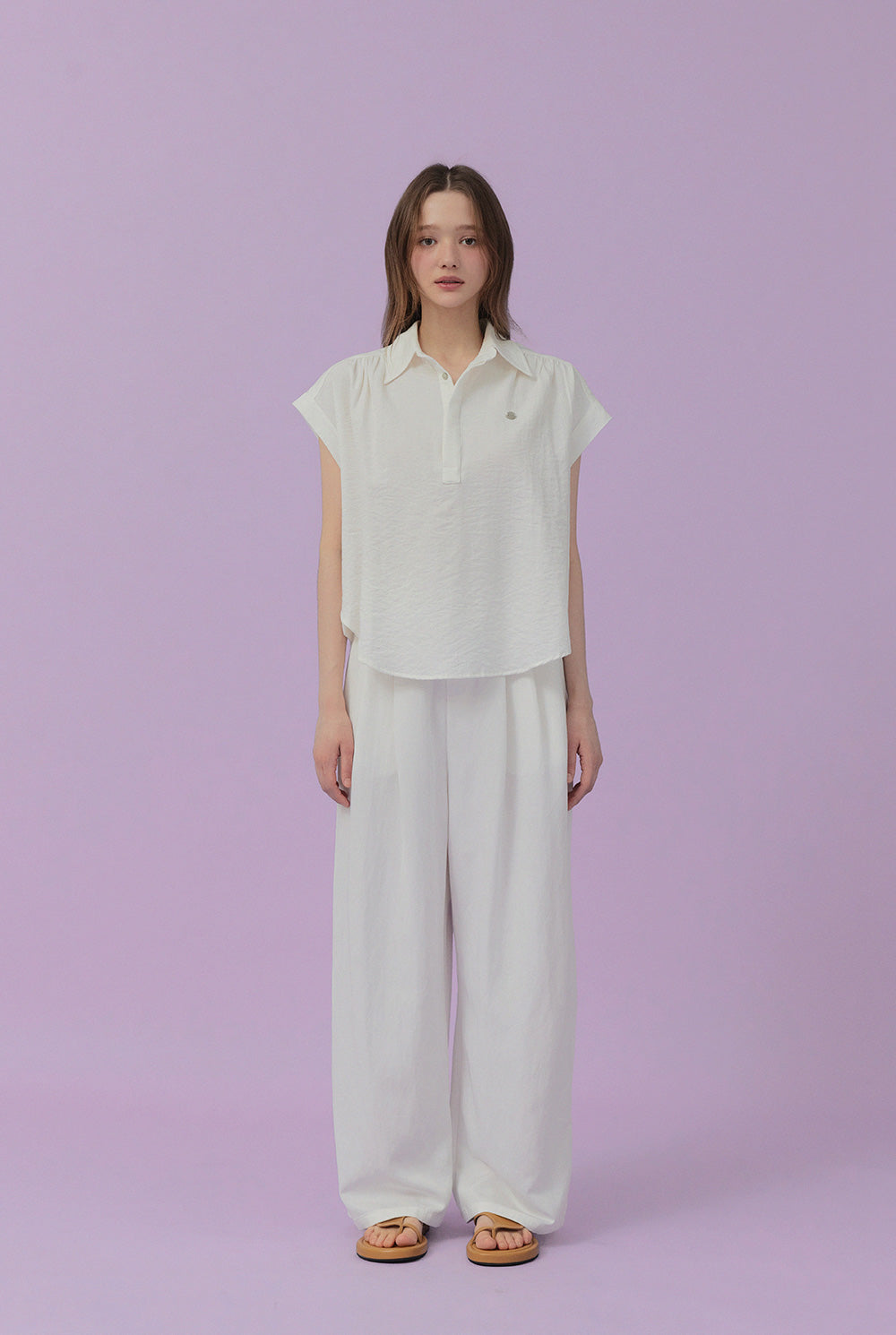Unt Pin-Tuck Collar Overfit Shirt