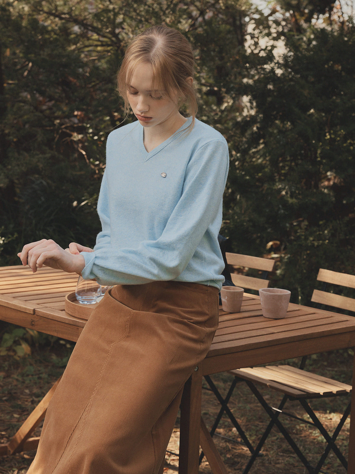 Lena Basic V-Neck Knit Top