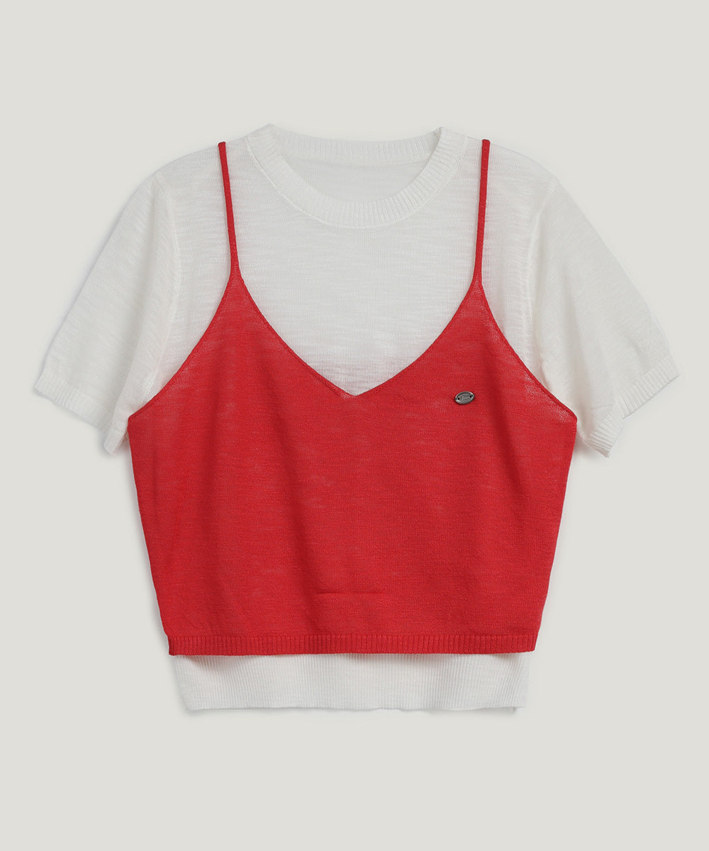Nihe Colorblock Knit Sleeveless Set