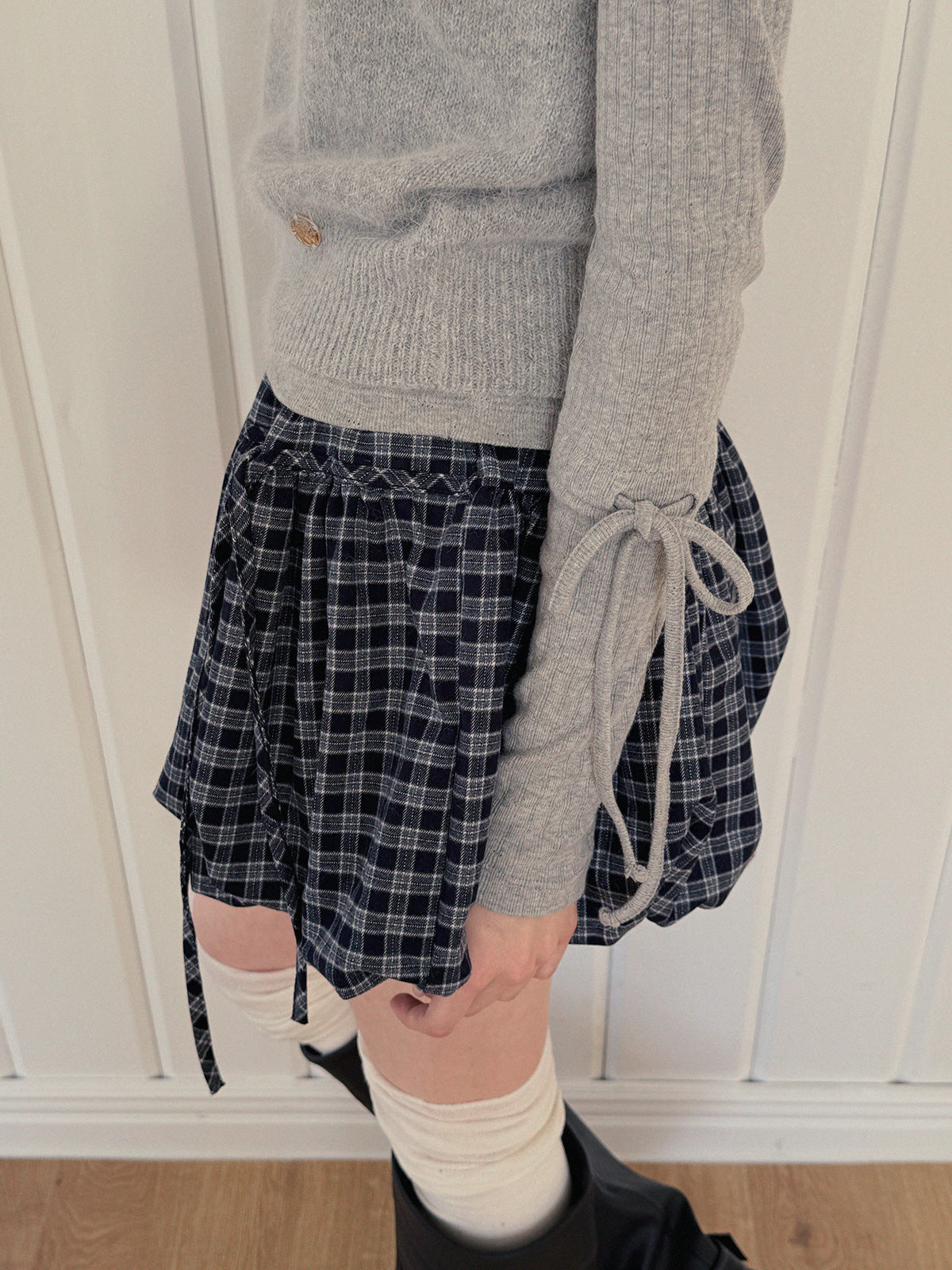 【TWEE】Devua Check Balloon Mini Skirt