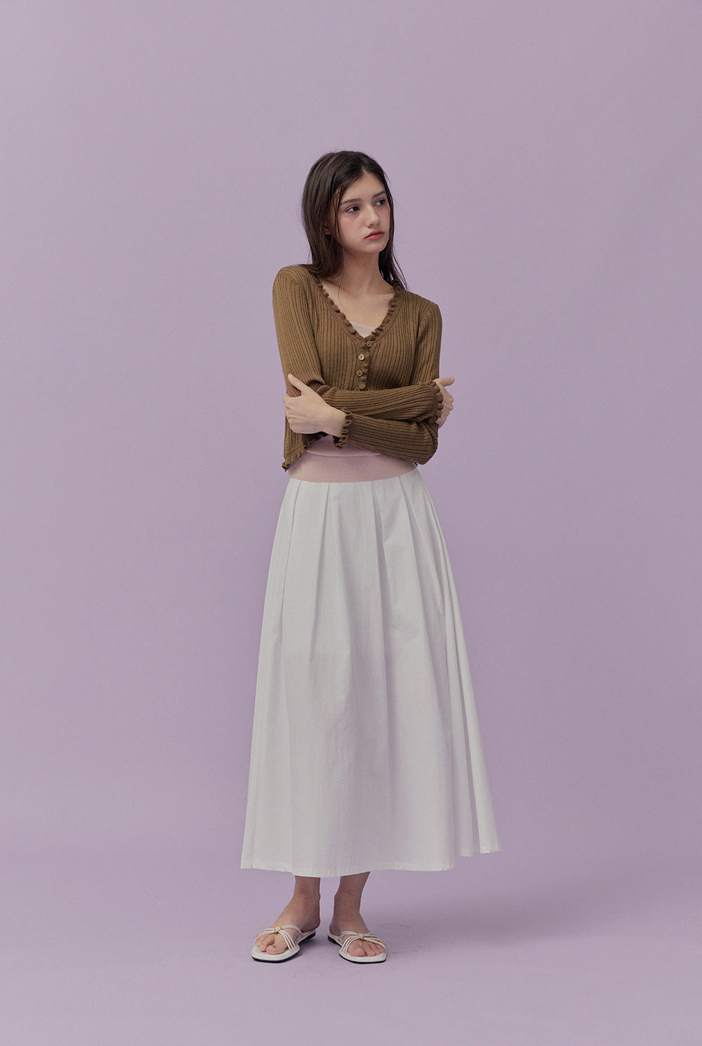 Soize ribbed frill cardigan