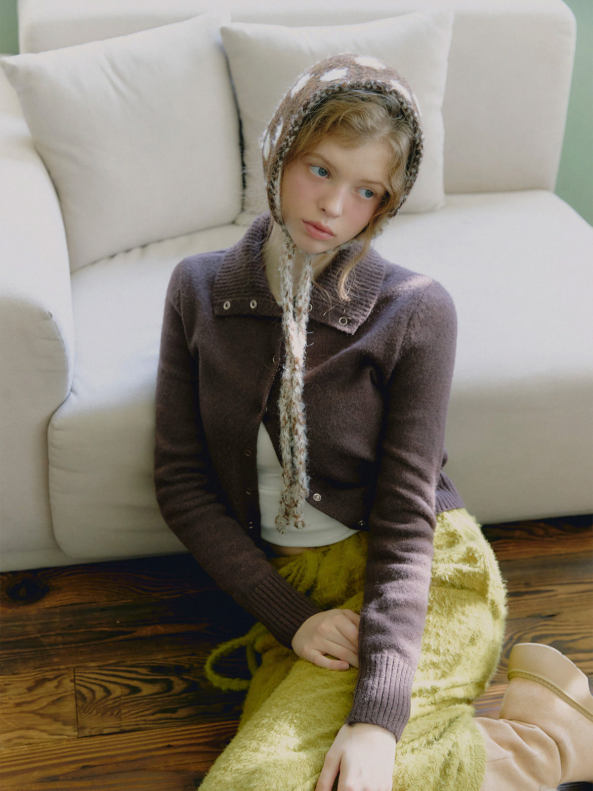 Conna high-neck snap button cardigan
