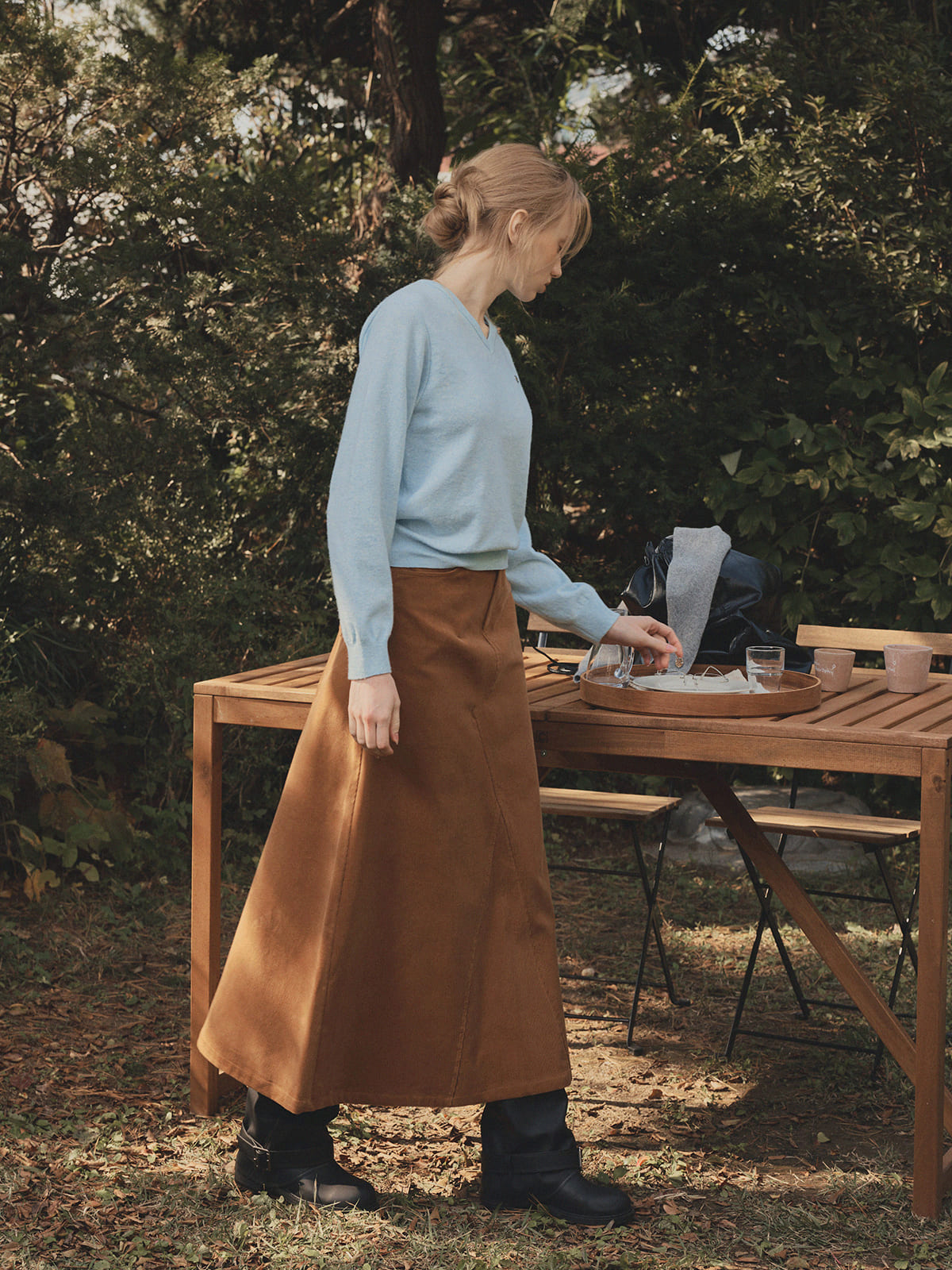 Tudet Corduroy Maxi Long Skirt