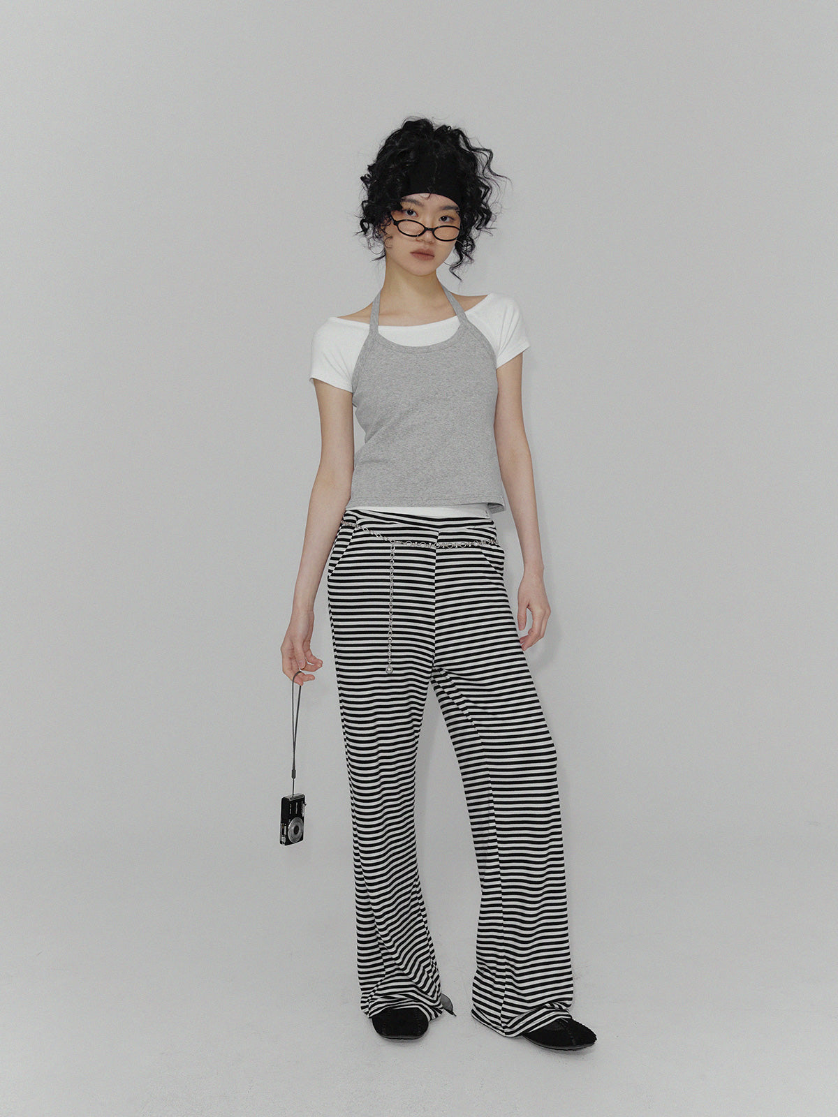 Dult Stripe Banded Bootcut Long Pants
