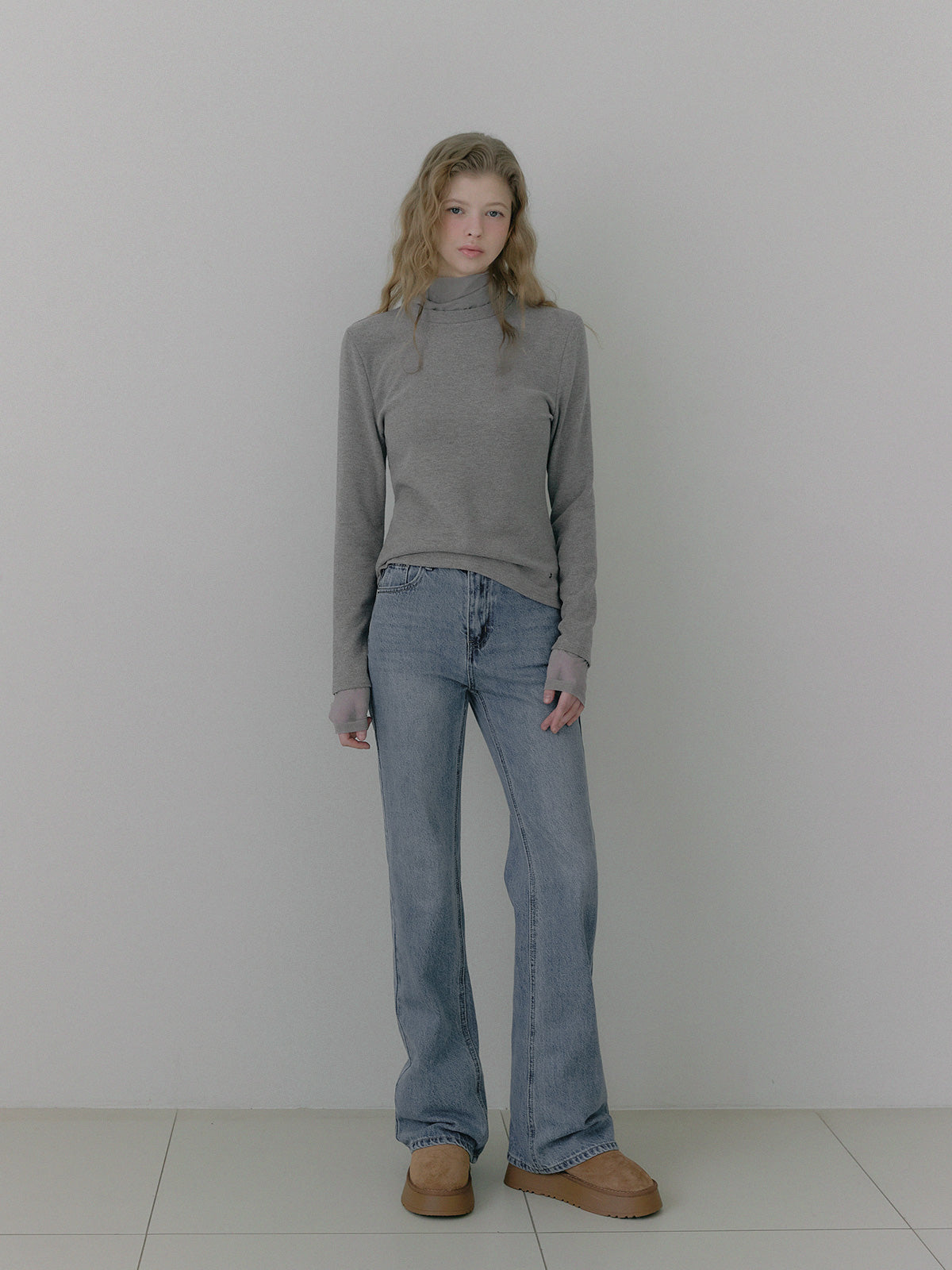 Lume Fleece Sheer Layered Long Sleeve Tee