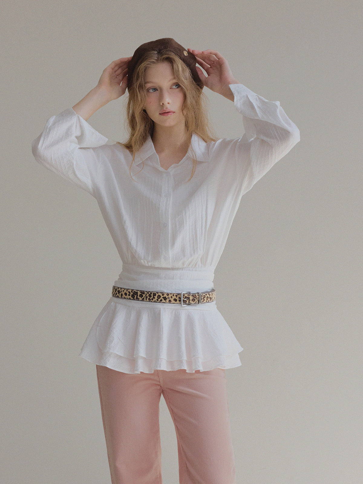 Ponc Shirt Frill Mini Dress